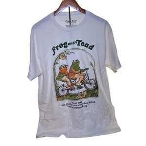 Frog and Toad Graphic T-Shirt Unisex Large Cream Tandem Bike Quote Bookish New